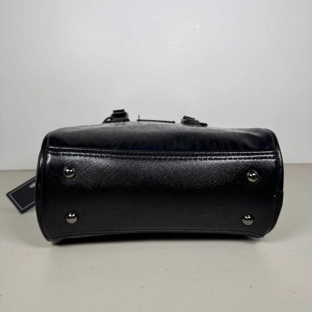 Von Dutch Mini Bowling Bag Black Onyx Reflective Holographic Y2K Satchel Handbag
